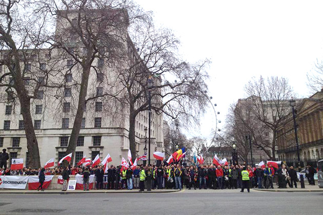 Protest Polaków w Londynie 24 luty 2014