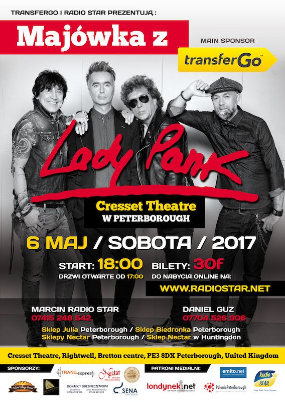 oficjalny plakat koncertu Lady Pank w UK 2017